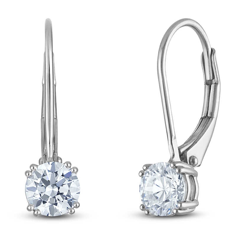 Main Image 2 of Round-Cut Lab-Created Diamond Solitaire Drop Earrings 1 ct tw 14K White Gold (SI2/F)