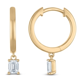 Emerald-Cut Lab-Created Diamond Solitaire Dangle Hoop Earrings 1/2 ct tw 14K Yellow Gold (SI2/F)