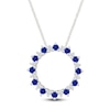 Thumbnail Image 1 of Blue Lab-Created Sapphire & Diamond Circle Necklace 1/8 ct tw Sterling Silver 18&quot;