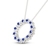 Thumbnail Image 2 of Blue Lab-Created Sapphire & Diamond Circle Necklace 1/8 ct tw Sterling Silver 18&quot;