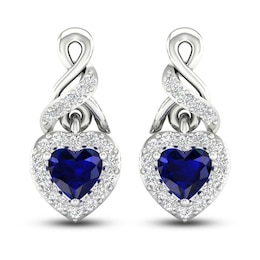 Blue & White Lab-Created Sapphire Drop Earrings Sterling Silver