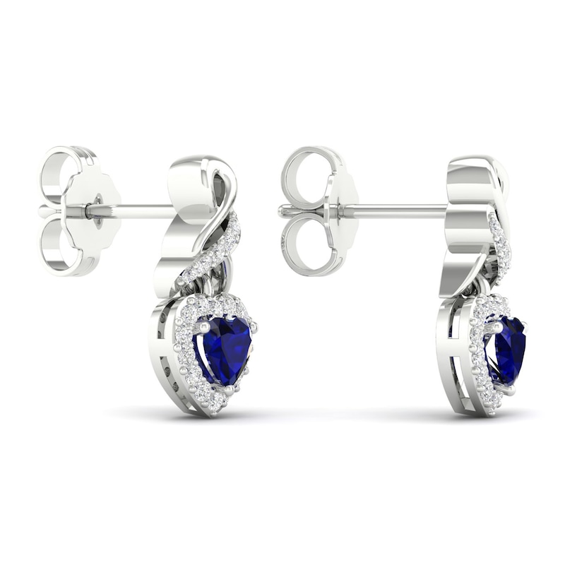 Main Image 4 of Blue & White Lab-Created Sapphire Drop Earrings Sterling Silver