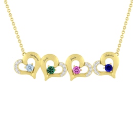 Round Birthstone Family & Mother's Heart Necklace (2-4 Stones and Lines)