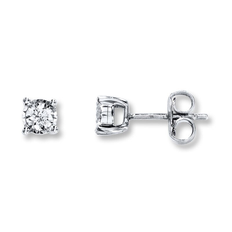 1/4 CT. T.W. Princess-Cut Diamond Solitaire Stud Earrings in Sterling Silver  (J/I3)