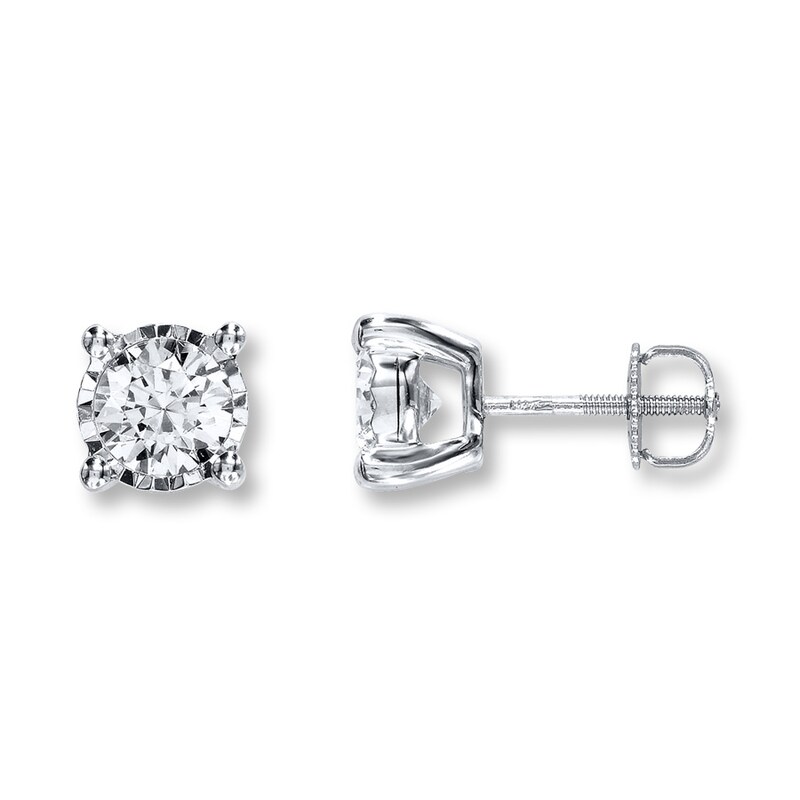 Solitaire Earrings 1 Ct Tw Diamonds 10k White Gold Jared