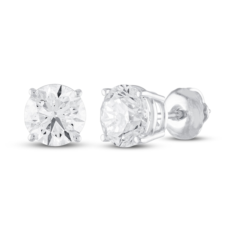 Main Image 1 of Diamond Solitaire Earrings 3 ct tw Round 14K White Gold (I2/I)