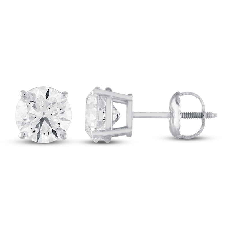 Main Image 2 of Diamond Solitaire Earrings 3 ct tw Round 14K White Gold (I2/I)