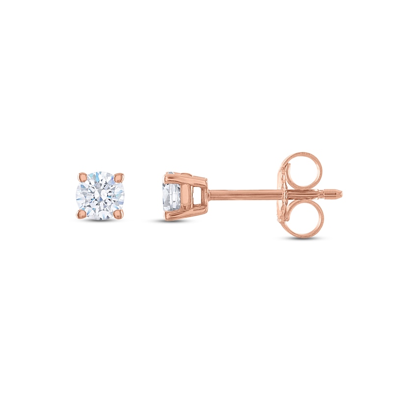 Main Image 2 of Diamond Solitaire Stud Earrings 1/3 ct tw Round 14K Rose Gold (I2/I)