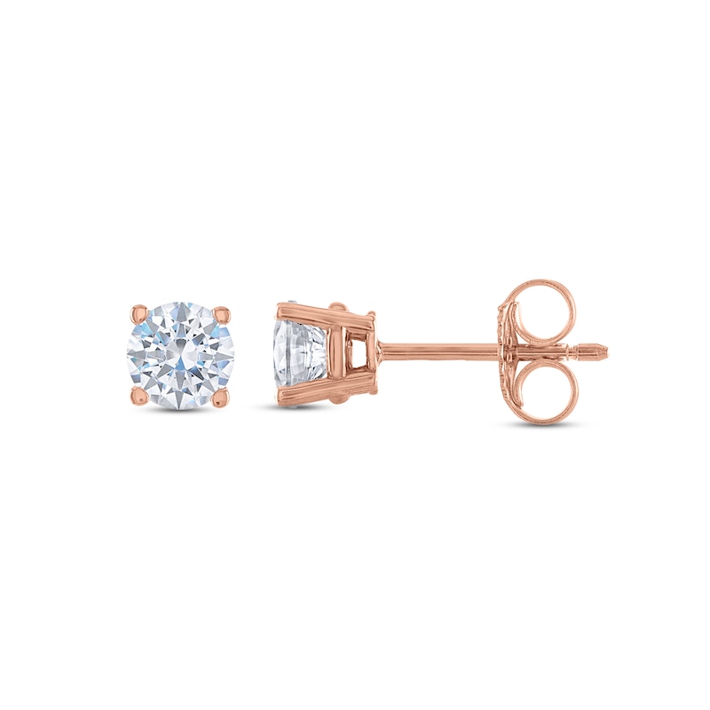 Main Image 2 of Diamond Solitaire Stud Earrings 3/4 ct tw Round 14K Rose Gold (I2/I)