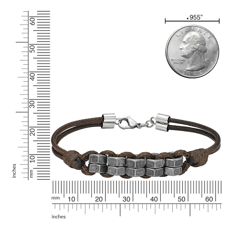 Men's Waxed Cord Stainless Steel Bracelet 8.5"