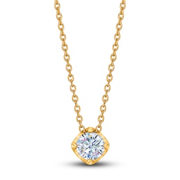 THE LEO First Light Diamond Solitaire Necklace 1/2 carat Round 14K Yellow Gold 19&quot; (I1/I)