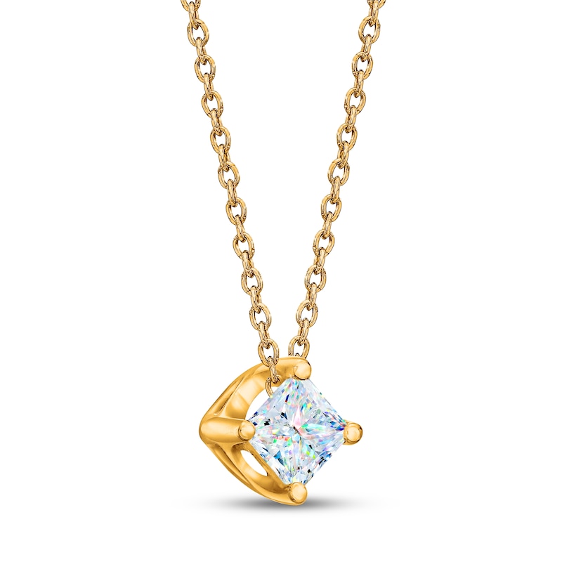 Main Image 2 of THE LEO First Light Diamond Solitaire Necklace 1/4 carat Princess 14K Yellow Gold 19&quot; (I1/I)