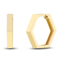 Pentagon Huggie Earrings 14K Yellow Gold