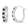 Thumbnail Image 1 of Black & White Diamond Hoop Earrings 1/2 ct tw Round 10K White Gold