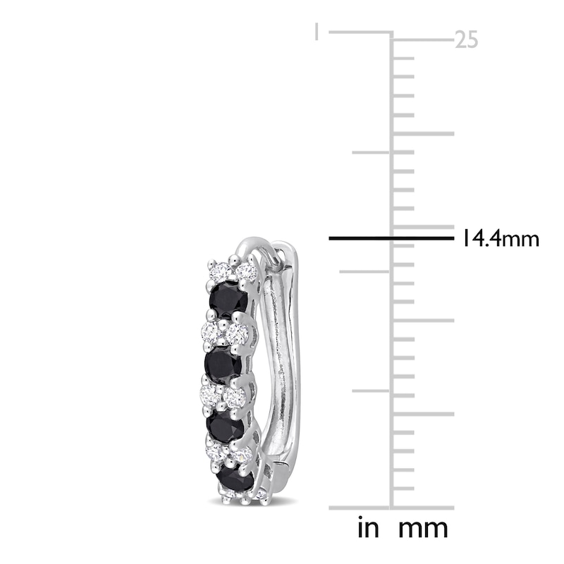 Main Image 2 of Black & White Diamond Hoop Earrings 1/2 ct tw Round 10K White Gold