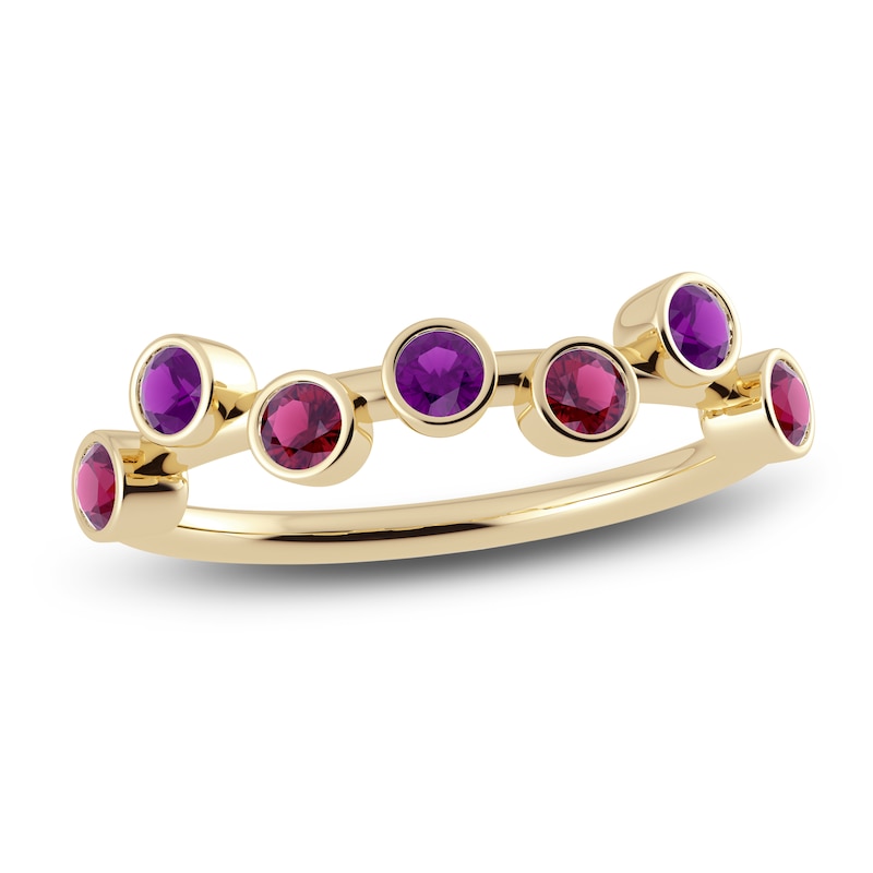 Juliette Maison Natural Amethyst & Natural Rhodolite Garnet Ring 10K Gold