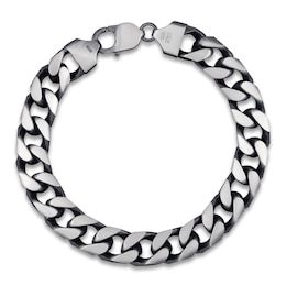 Solid Curb Link Bracelet Sterling Silver 9&quot; 11.0mm