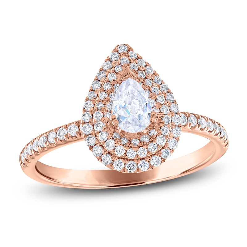 Main Image 1 of Diamond Engagement Ring 3/4 ct tw Pear/Round 14K Rose Gold