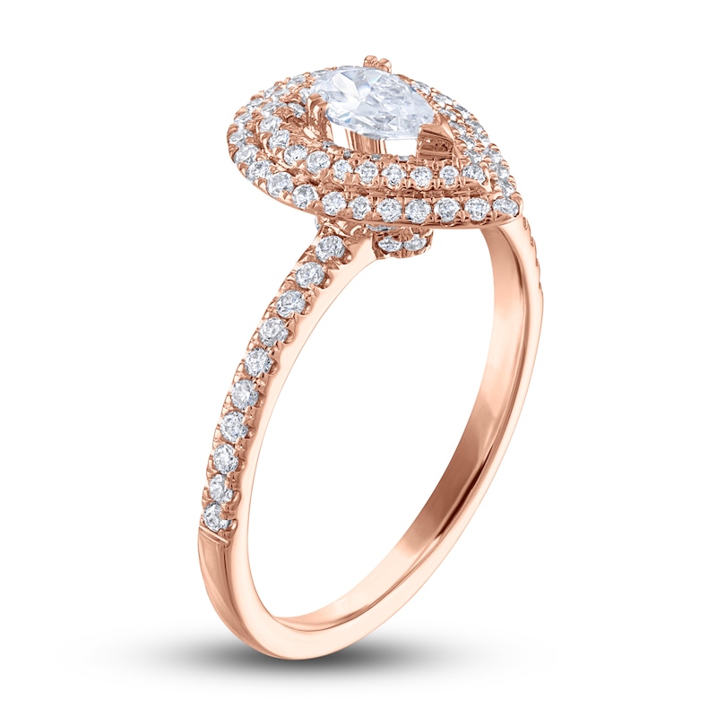 Main Image 2 of Diamond Engagement Ring 3/4 ct tw Pear/Round 14K Rose Gold