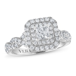 Vera Wang WISH Diamond Engagement Ring 1 ct tw Princess/Round 14K White Gold