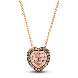 Le Vian Natural Morganite Heart Pendant Necklace 1/2 ct tw Diamonds 14K Strawberry Gold 19&quot;