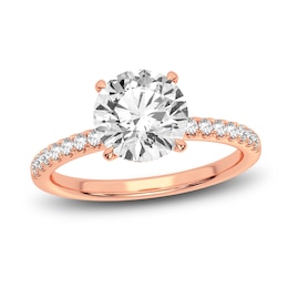 Lab-Created Diamond Engagement Ring 2-1/4 ct tw Round 14K Rose Gold