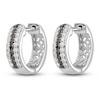 Thumbnail Image 2 of White & Black Diamond Huggie Earrings 1/4 ct tw Round 14K White Gold