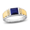 Thumbnail Image 0 of Men's Blue Lab-Created Sapphire Ring 1/20 ct tw Diamonds 14K Two-Tone Gold