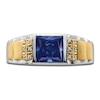 Thumbnail Image 2 of Men's Blue Lab-Created Sapphire Ring 1/20 ct tw Diamonds 14K Two-Tone Gold