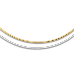 Reversible Omega Chain Necklace 14K Two-Tone Gold 18&quot; 2.0mm