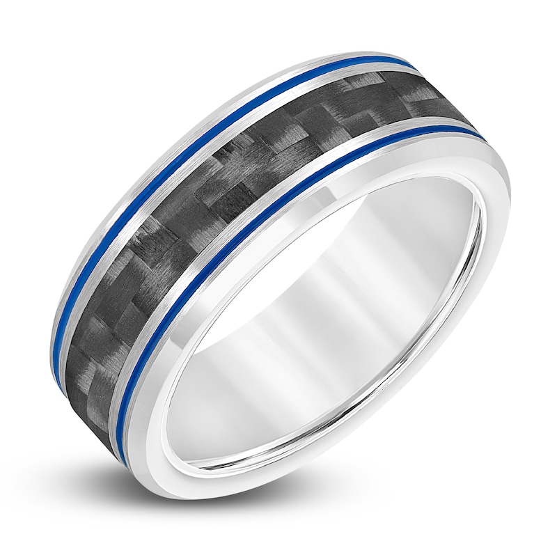 Main Image 2 of Men's Wedding Band Carbon Fiber/Tungsten 8.0mm