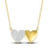 Thumbnail Image 1 of Diamond Double Heart Necklace 1/8 ct tw Round 10K Yellow Gold 18&quot;