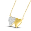 Thumbnail Image 2 of Diamond Double Heart Necklace 1/8 ct tw Round 10K Yellow Gold 18&quot;