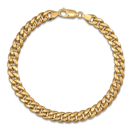 Men's Hollow Curb Chain Bracelet 14K Yellow Gold 8.5&quot; 6.2mm