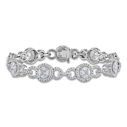 Princess, Marquise & Round Diamond Tennis Bracelet 4 ct tw 14K White Gold 7&quot;