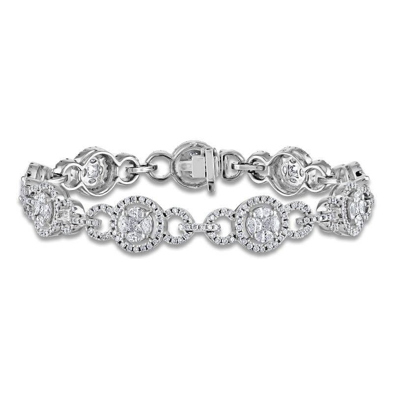 Princess, Marquise & Round Diamond Tennis Bracelet 4 ct tw 14K White Gold 7"