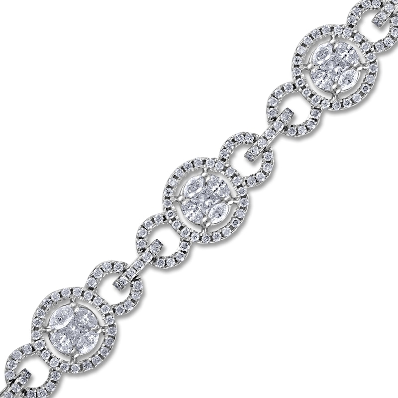 Princess, Marquise & Round Diamond Tennis Bracelet 4 ct tw 14K White Gold 7"