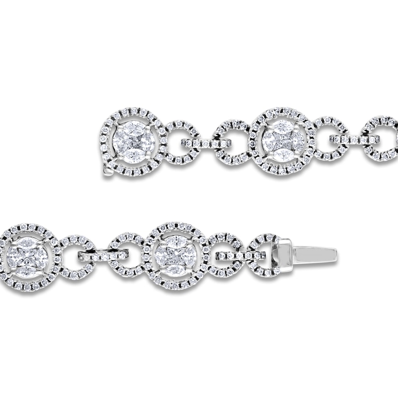 Princess, Marquise & Round Diamond Tennis Bracelet 4 ct tw 14K White Gold 7"