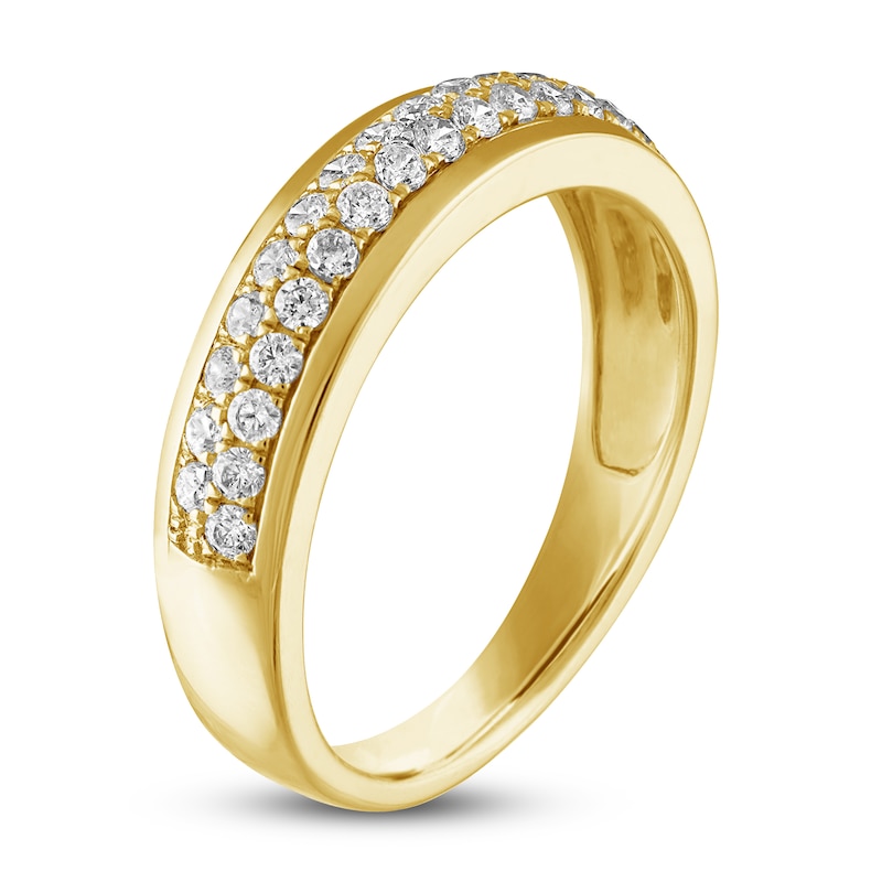 Diamond Pave Wedding Band 1/2 ct tw 14K Yellow Gold 5.0mm