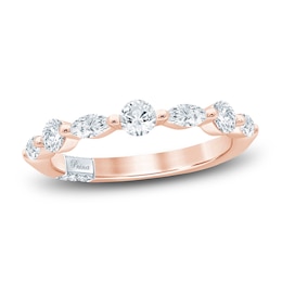 Round & Marquise-Cut Diamond Ring 5/8 ct tw 14K Rose Gold