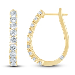 Pnina Tornai Diamond Hoop Earrings 1 ct tw Round 14K Yellow Gold