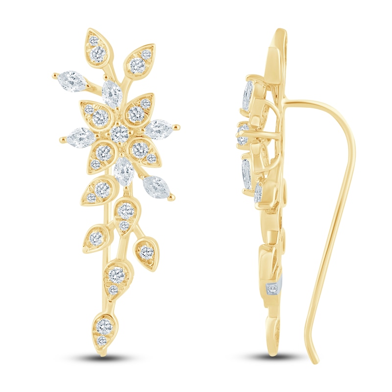 Main Image 1 of Pnina Tornai Diamond Climber Earrings 1 ct tw Round/Marquise 14K Yellow Gold