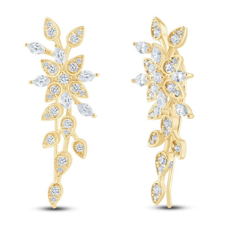 Main Image 2 of Pnina Tornai Diamond Climber Earrings 1 ct tw Round/Marquise 14K Yellow Gold