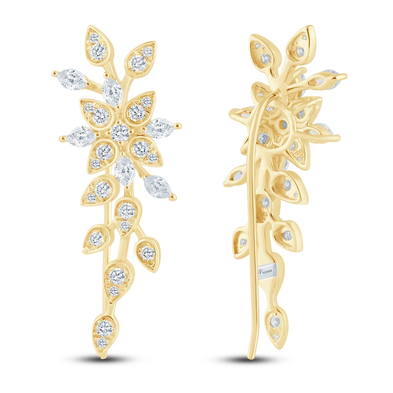 Main Image 3 of Pnina Tornai Diamond Climber Earrings 1 ct tw Round/Marquise 14K Yellow Gold