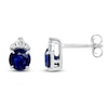 Thumbnail Image 1 of Blue Lab-Created Sapphire & Diamond Stud Earrings 1/10 ct tw 10K White Gold