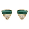 Thumbnail Image 0 of Natural Malachite & Diamond Triangle Stud Earrings 1/10 ct tw 14K Yellow Gold