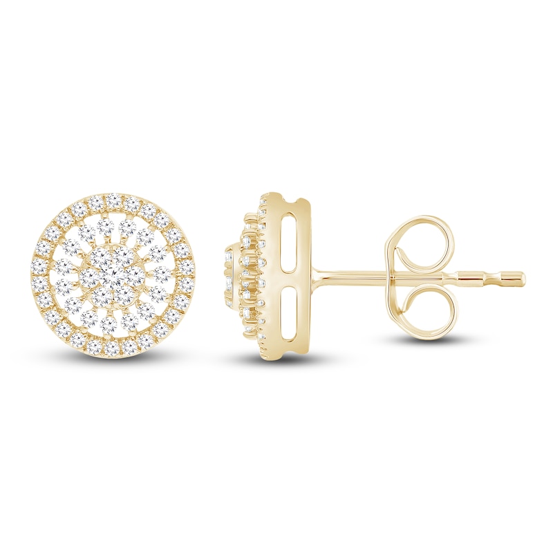 Main Image 1 of Multi-Diamond Open Halo Stud Earrings 1/2 ct tw 10K Yellow Gold