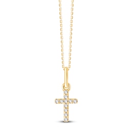 Children's Diamond Cross Necklace 1/20 ct tw 18K Yellow Gold 10&quot;