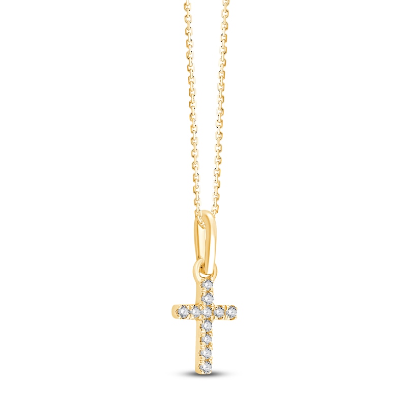 Main Image 2 of Children's Diamond Cross Necklace 1/20 ct tw 18K Yellow Gold 10&quot;