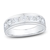 Thumbnail Image 1 of Men's Certified Baguette & Round-Cut Diamond Wedding Band 3/4 ct tw 14K White Gold